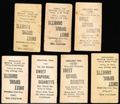 Late 1800’s Kinney Sweet Caporal “Actress” (N245) Vertical Ad Back Cigarette Cards- 7 Diff.