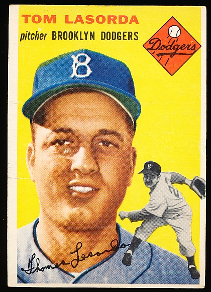 1954 Topps Baseball- #132 Tommy LaSorda RC, Brooklyn