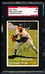 Autographed 1957 Topps Baseball- #383 Juan Pizarro, Braves- SGC Certified & Encapsulated