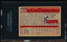 Autographed 1957 Topps Baseball- #179 Ernie Oravetz, Washington- SGC Certified & Encapsulated
