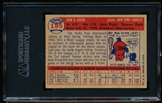 Autographed 1957 Topps Baseball- #185 Johnny Kucks, Yankees - SGC Certified & Encapsulated