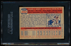 Autographed 1957 Topps Baseball- #202 Dick Gernert, Red Sox- SGC Certified & Encapsulated