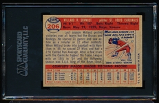 Autographed 1957 Topps Baseball- #206 Willard Schmidt, Cardinals- SGC Certified & Encapsulated