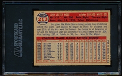 Autographed 1957 Topps Baseball- #213 Les Moss, White Sox- SGC Certified and Encapsulated