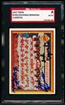 Autographed 1957 Topps Baseball- #214 Phillies Team- Signed by Curt Simmons/ Burk/ Kazanski- SGC Certified & Encapsulated