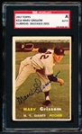 Autographed 1957 Topps Baseball- #216 Mark Grissom, Giants- SGC Certified & Encapsulated