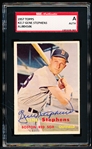 Autographed 1957 Topps Baseball- #217 Geme Stepens, Red Sox- SGC Certified & Encapsulated