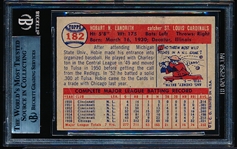Autographed 1957 Topps Baseball- #182 Hobie Lamdrith, Cardinals- Beckett Certified & Encapsulated