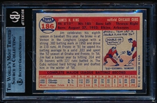 Autographed 1957 Topps Baseball- #186 Jim King, Cubs- Beckett Certified & Encapsulated