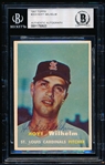 Autographed 1957 Topps Baseball- #203 Hoyt Wilhelm, Cardinals- Beckett Certified & Encapsulated