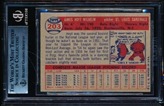 Autographed 1957 Topps Baseball- #203 Hoyt Wilhelm, Cardinals- Beckett Certified & Encapsulated