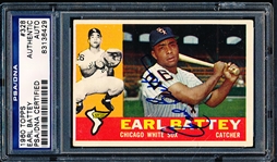 Autographed 1960 Topps Baseball- #328 Earl Battey, White Sox- PSA/DNA Certified & Encapsulated