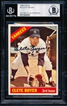 Autographed 1966 Topps Baseball #9 Clete Boyer, Yankees- Beckett Certified & Encapsulated