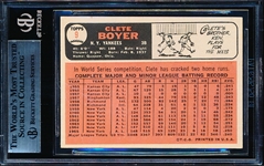 Autographed 1966 Topps Baseball #9 Clete Boyer, Yankees- Beckett Certified & Encapsulated
