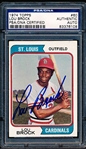 Autographed 1974 Topps Baseball- #60 Lou Brock, Cardinals- PSA/ DNA Certified & Encapsulated