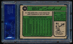 Autographed 1974 Topps Baseball- #60 Lou Brock, Cardinals- PSA/ DNA Certified & Encapsulated