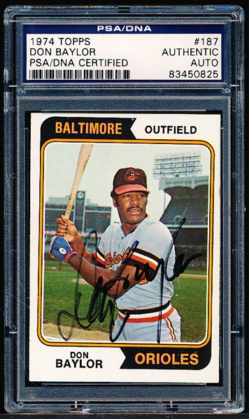 Autographed 1974 Topps Baseball- #187 Don Baylor, Orioles- PSA/ DNA Certified & Encapsulated