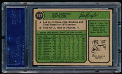 Autographed 1974 Topps Baseball- #187 Don Baylor, Orioles- PSA/ DNA Certified & Encapsulated