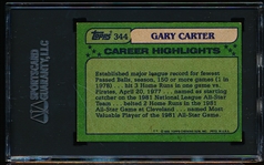 Autographed 1982 Topps Baseball- #344 Gary Carter All Star- SGC Certified & Encapsulated