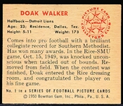 1950 Bowman Fb- #1 Doak Walker, Lions