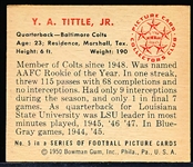 1950 Bowman Fb- #5 Y.A. Tittle RC, Colts