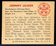 1950 Bowman Fb- #26 Johnny Lujack, Bears