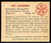 1950 Bowman Fb- #27 Sid Luckman, Bears