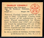 1950 Bowman Fb- #103 Charley Conerly, Giants