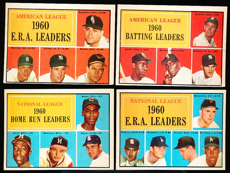1961 Topps Baseball- 4 Diff Leaders