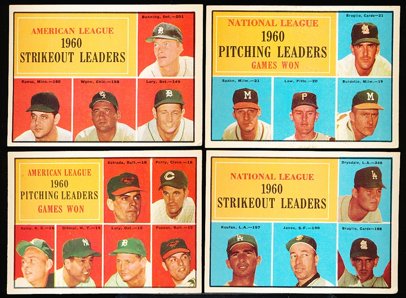 1961 Topps Baseball- 4 Diff Leaders