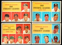1961 Topps Baseball- 4 Diff Leaders