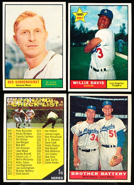1961 Topps Baseball- 4 Diff