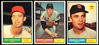 1961 Topps Bb- 3 Diff Hi#’s