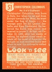 1952 Topps “Look’ N See”- #51 Christopher Columbus SP