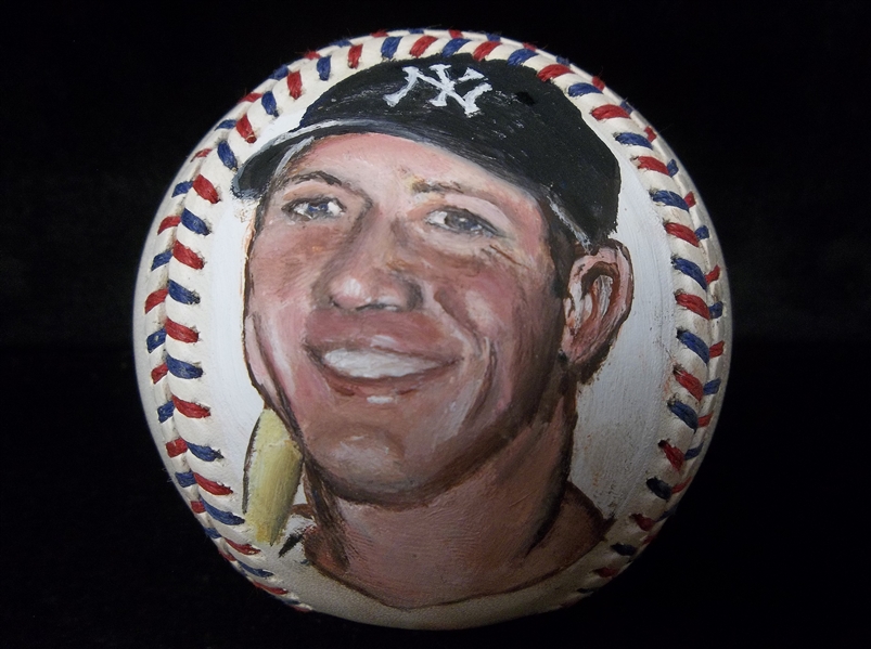Hand Painted Mickey Mantle New York Yankees Headshot on a 1995 Official MLB All-Star Game Baseball