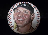 Hand Painted Mickey Mantle New York Yankees Headshot on a 1995 Official MLB All-Star Game Baseball