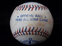 Hand Painted Mickey Mantle New York Yankees Headshot on a 1995 Official MLB All-Star Game Baseball