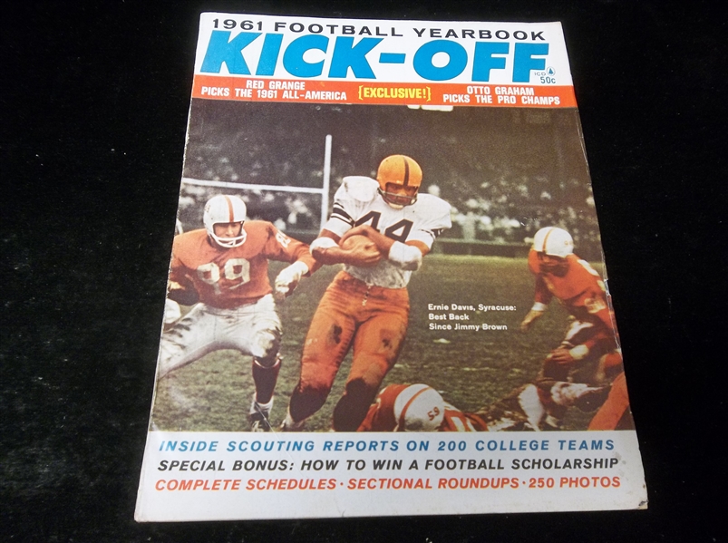 1961 Popular Library “1961 Football Yearbook Kick-Off” Magazine- Ernie Davis Syracuse Cover