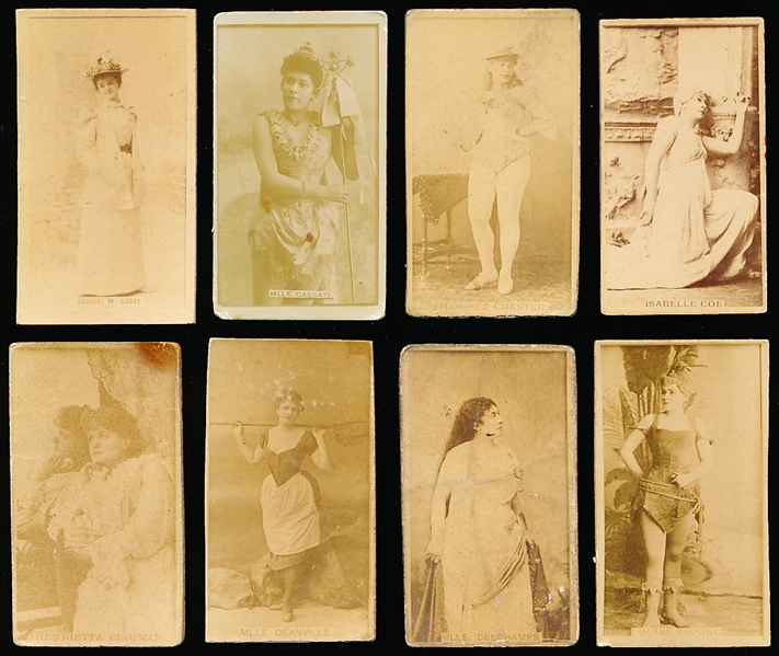 Late 1800’s Kinney Sweet Caporal “Actress” (N245) Vertical Ad Back Cigarette Cards- 8 Diff.