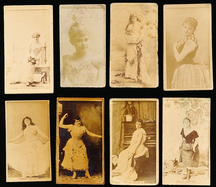 Late 1800’s Kinney Sweet Caporal “Actress” (N245) Vertical Ad Back Cigarette Cards- 8 Diff.
