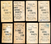 Late 1800’s Kinney Sweet Caporal “Actress” (N245) Vertical Ad Back Cigarette Cards- 8 Diff.