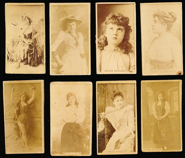 Late 1800’s Kinney Sweet Caporal “Actress” (N245) Vertical Ad Back Cigarette Cards- 8 Diff.