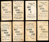 Late 1800’s Kinney Sweet Caporal “Actress” (N245) Vertical Ad Back Cigarette Cards- 8 Diff.