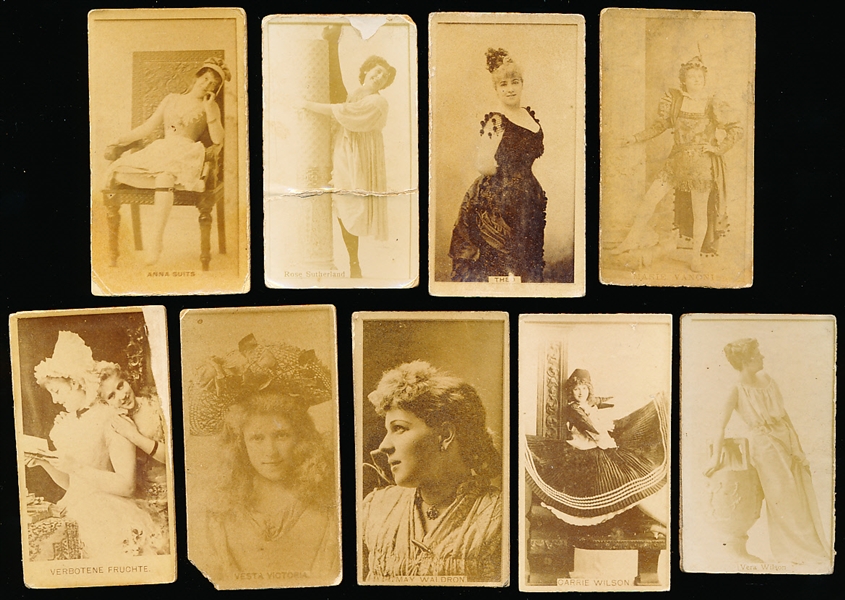 Late 1800’s Kinney Sweet Caporal “Actress” (N245) Vertical Ad Back Cigarette Cards- 9 Diff.