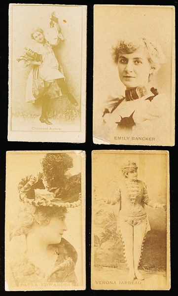 Late 1800’s Sweet Caporal “Actress” (N245) Horizontal Back Cigarette Cards- 4 Diff.