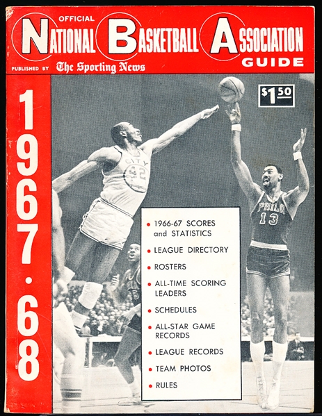 1967-68 The Sporting News NBA Guide- W. Chamberlain/ N. Thurmond Cover