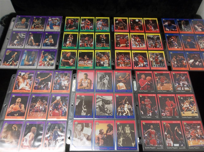 1993 Star Nova Bskbl.- 12 Asst., 7 Diff. Player Sets of 9 Cards in Pages