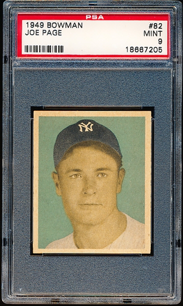 Lot Detail - 1949 Bowman Baseball- #82 Joe Page, Yankees- PSA Mint 9