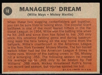 1962 Topps Baseball- #18 Managers’ Dream- Mantle/ Mays