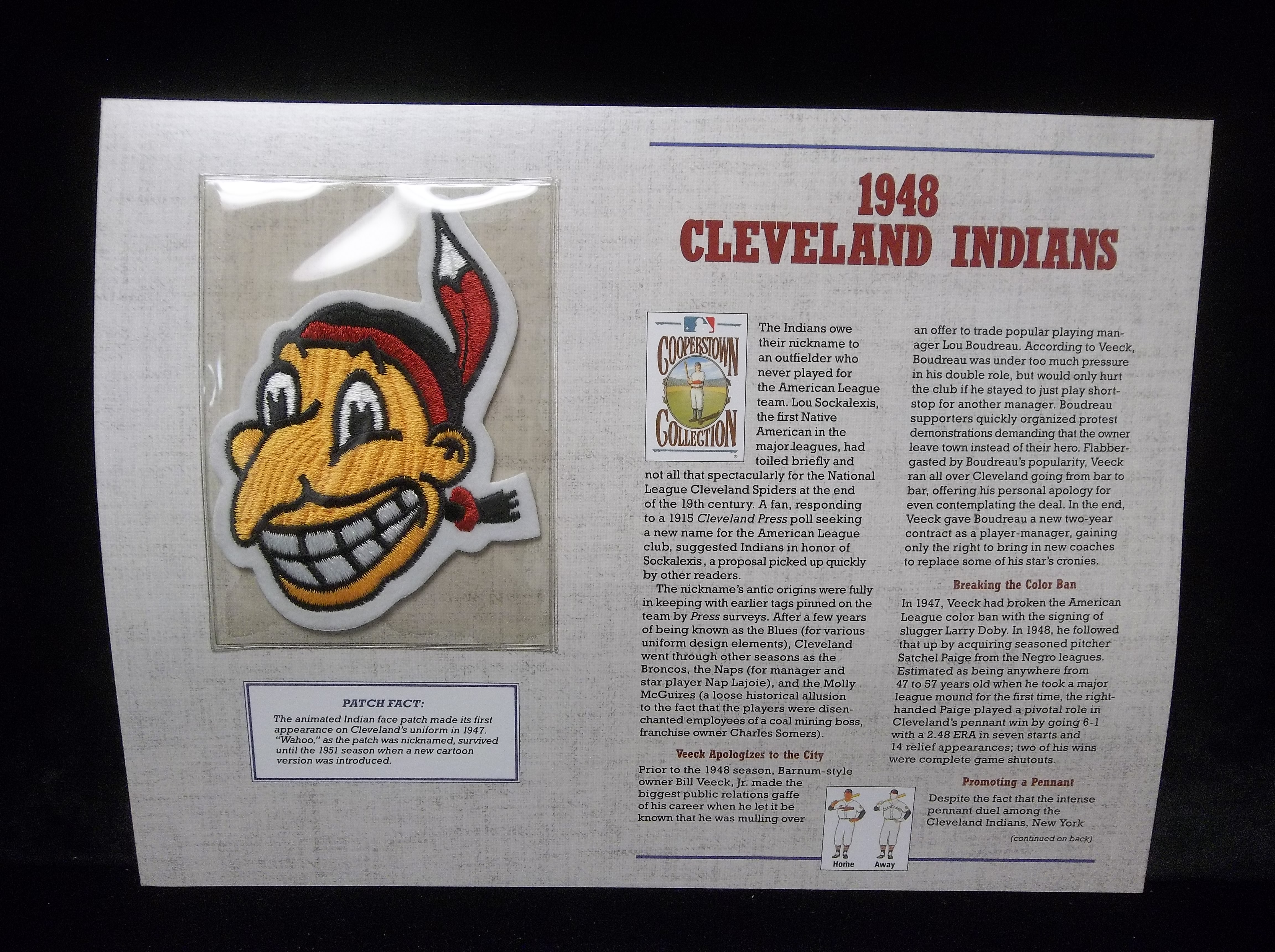 Lot Detail - Willabee & Ward 1948 Cleveland Indians Patch